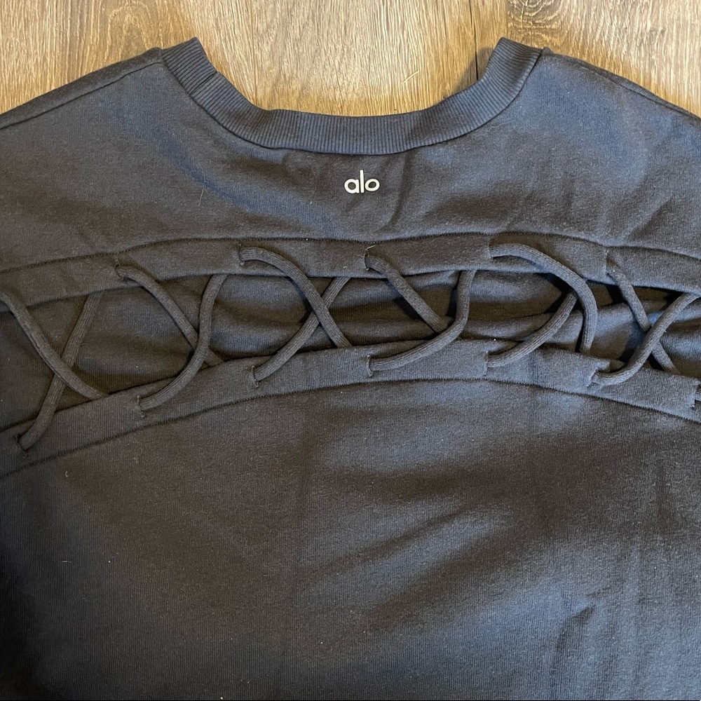 Alo Charcoal Grey Laced Pullover